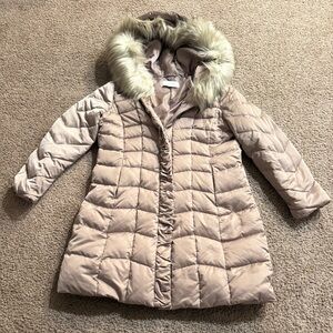 T Tahari Women's  Coat with Faux Fur Hood